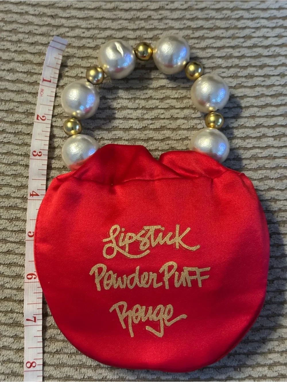Nancy Bacich Satin Beaded Wristlet Bag - Red